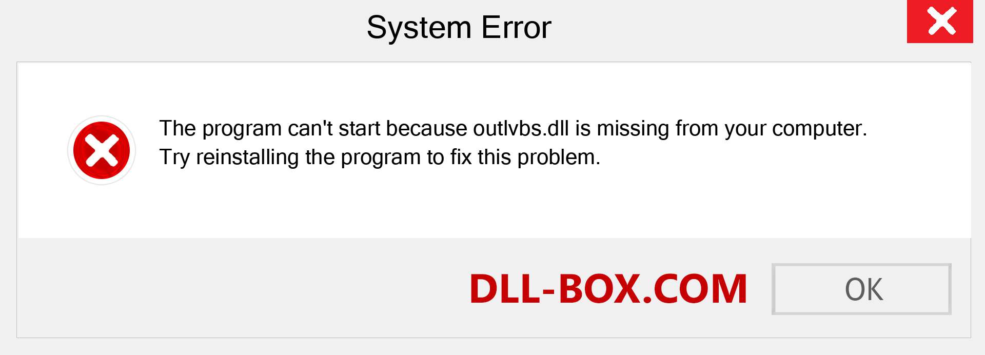  outlvbs.dll file is missing?. Download for Windows 7, 8, 10 - Fix  outlvbs dll Missing Error on Windows, photos, images